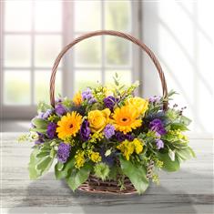 Purple &amp; Gold Basket Arrangement